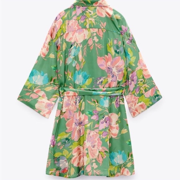 NWT ZARA Printed Satin Effect Shirtdress (Size M) - Picture 6 of 7